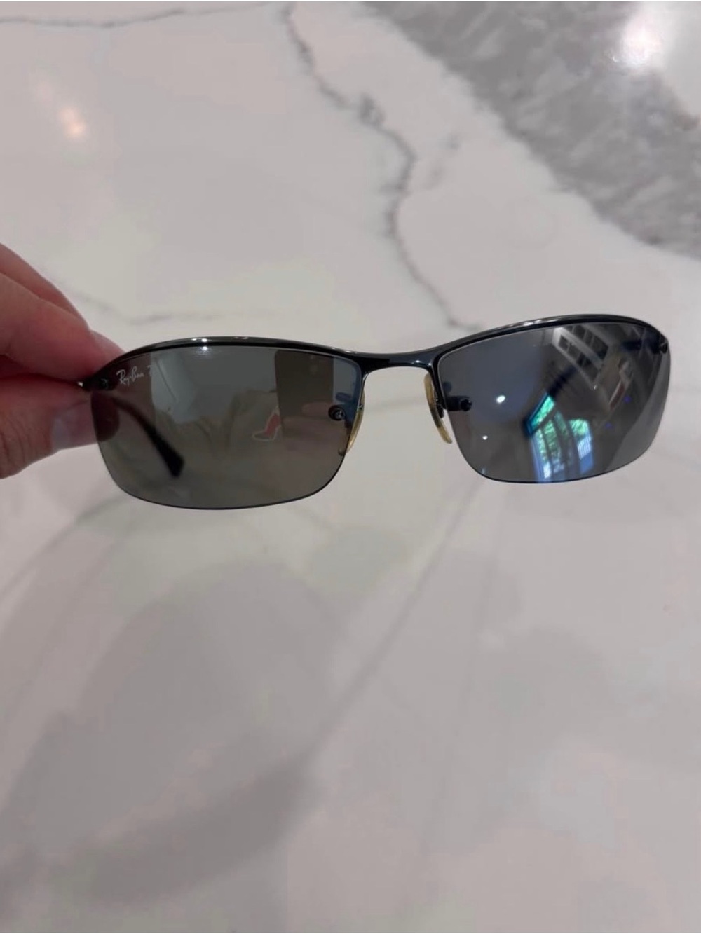 Ray-Ban Semi-Rimless Sunglasses in Gunmetal with Gray Lenses